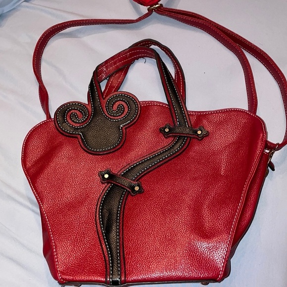 Handbags - Disney inspired PLEATHER red bag purse medium crossbody travel Mickey Minnie fun